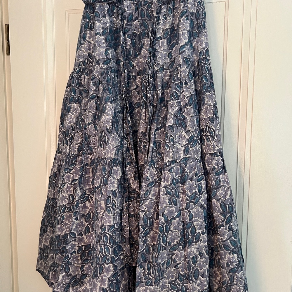 Mille Cotton Floral Blue Skirt Sz L